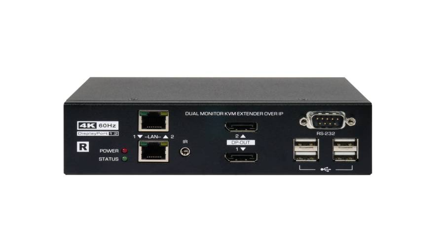 Dual-Monitor 4K@60Hz DisplayPort 1.2 KVM-Extender bis 100m mit USB 2.0 und lokalem HDMI out, UNICLASS PG-241